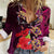 Pasifika Festival Women Casual Shirt Plumeria Turtles with Hibiscus - Polynesian Art Tattoo Pink Color