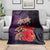 Pasifika Festival Blanket Plumeria Turtles with Hibiscus - Polynesian Art Tattoo Purple Color