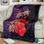 Pasifika Festival Blanket Plumeria Turtles with Hibiscus - Polynesian Art Tattoo Purple Color