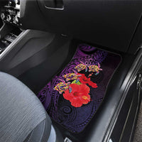 Pasifika Festival Car Mats Plumeria Turtles with Hibiscus - Polynesian Art Tattoo Purple Color