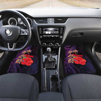 Pasifika Festival Car Mats Plumeria Turtles with Hibiscus - Polynesian Art Tattoo Purple Color