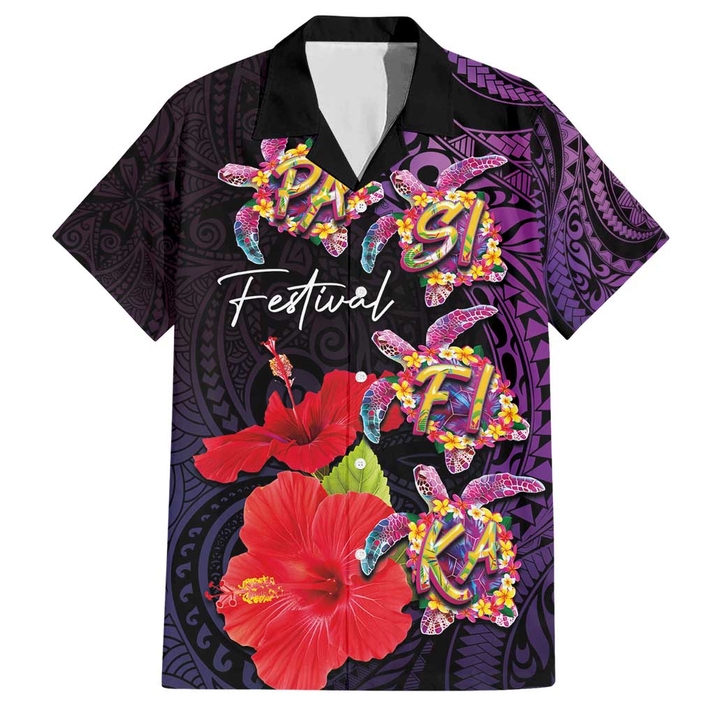 Pasifika Festival Family Matching Short Sleeve Bodycon Dress and Hawaiian Shirt Plumeria Turtles with Hibiscus - Polynesian Art Tattoo Purple Color