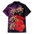 Pasifika Festival Family Matching Summer Maxi Dress and Hawaiian Shirt Plumeria Turtles with Hibiscus - Polynesian Art Tattoo Purple Color