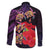 Pasifika Festival Family Matching Summer Maxi Dress and Hawaiian Shirt Plumeria Turtles with Hibiscus - Polynesian Art Tattoo Purple Color