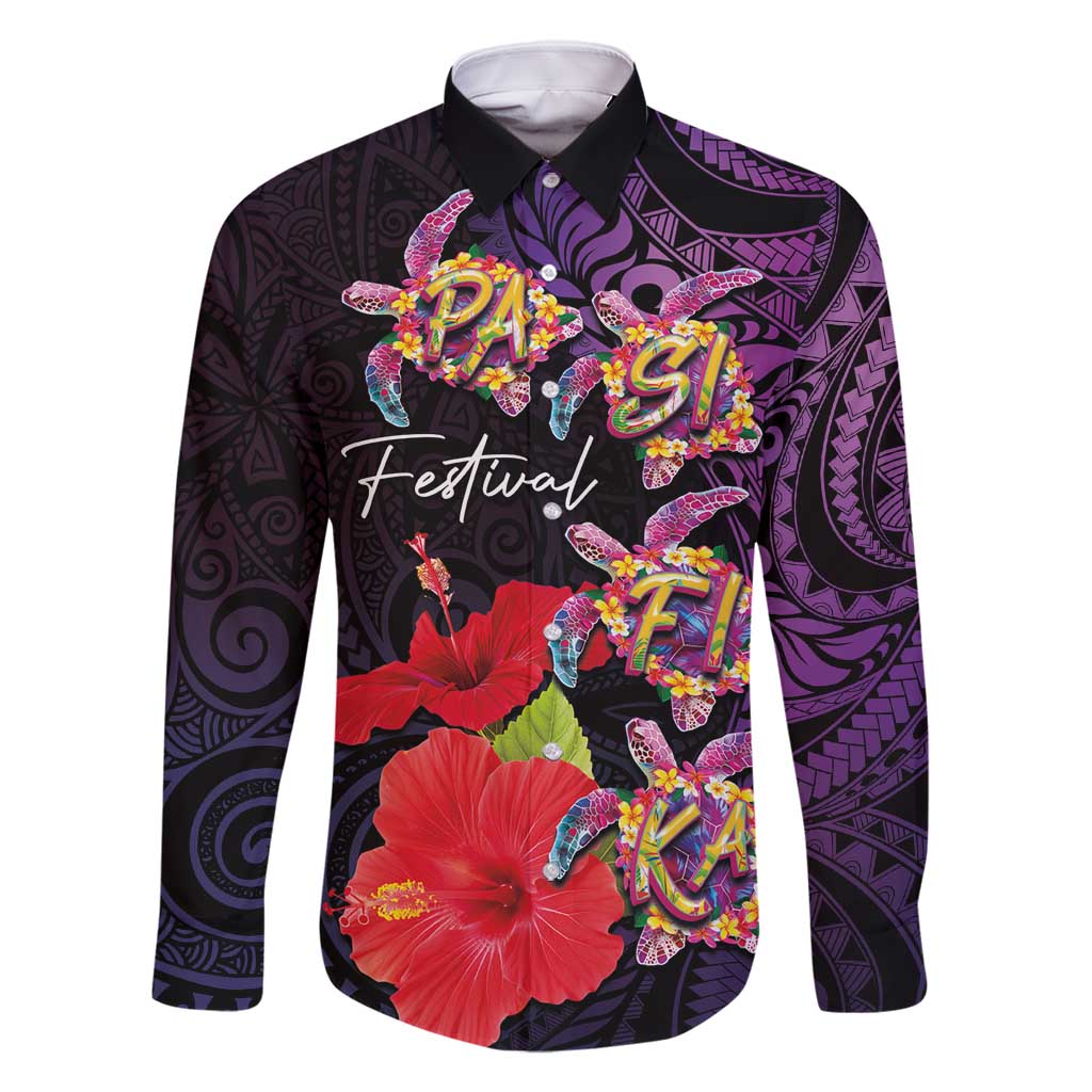 Pasifika Festival Family Matching Tank Maxi Dress and Hawaiian Shirt Plumeria Turtles with Hibiscus - Polynesian Art Tattoo Purple Color