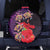 Pasifika Festival Spare Tire Cover Plumeria Turtles with Hibiscus - Polynesian Art Tattoo Purple Color