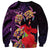 Pasifika Festival Sweatshirt Plumeria Turtles with Hibiscus - Polynesian Art Tattoo Purple Color