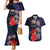 Pasifika Festival Couples Matching Mermaid Dress and Hawaiian Shirt Plumeria Turtles with Hibiscus - Polynesian Art Tattoo Dark Navy Color