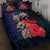 Pasifika Festival Quilt Bed Set Plumeria Turtles with Hibiscus - Polynesian Art Tattoo Dark Navy Color