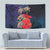 Pasifika Festival Tapestry Plumeria Turtles with Hibiscus - Polynesian Art Tattoo Dark Navy Color