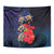 Pasifika Festival Tapestry Plumeria Turtles with Hibiscus - Polynesian Art Tattoo Dark Navy Color