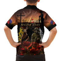 New Zealand and Australia ANZAC Day Family Matching Tank Maxi Dress and Hawaiian Shirt Kiwi Bird and Kangaroo Soldier LT03 - Polynesian Pride