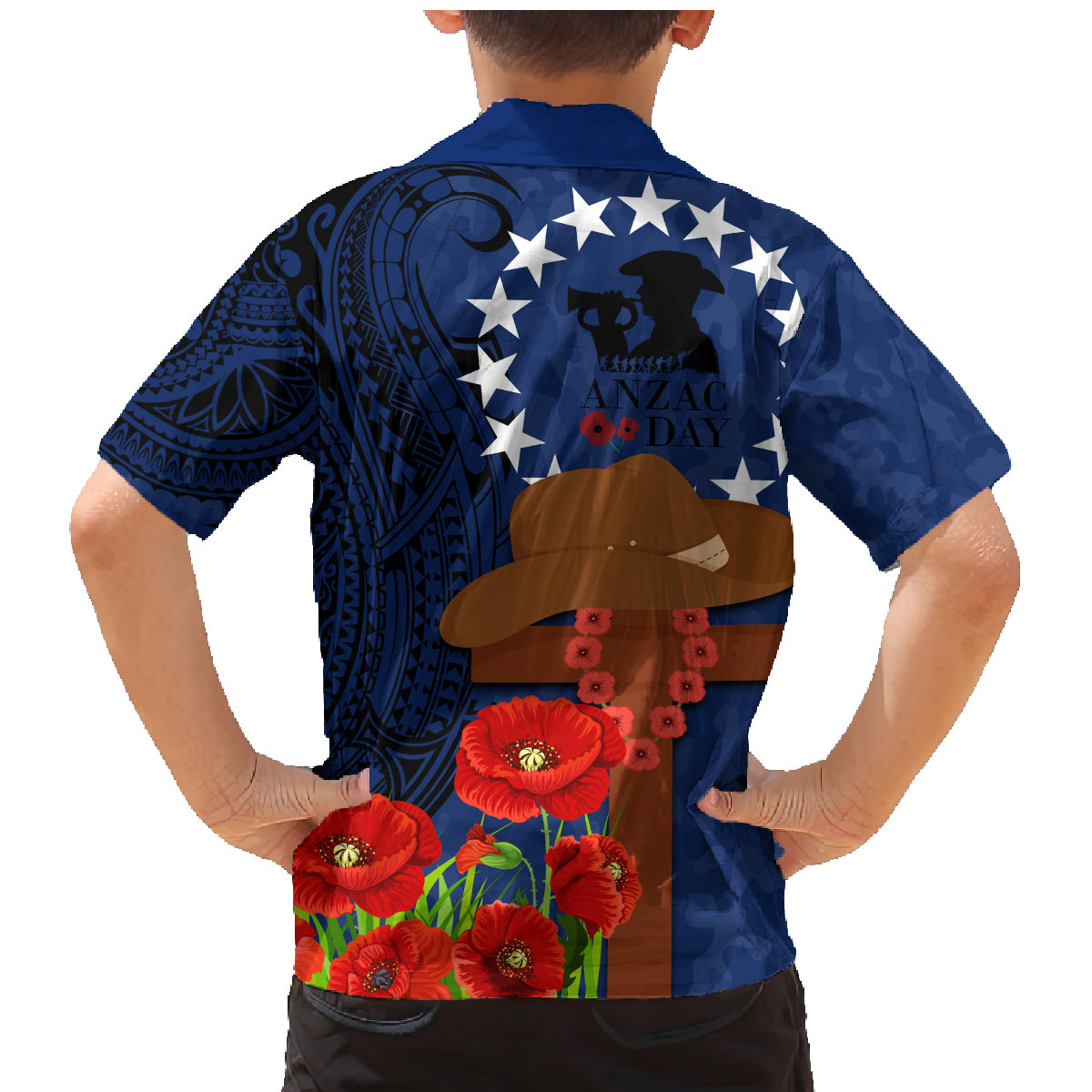 Cook Island ANZAC Day Family Matching Mermaid Dress and Hawaiian Shirt Soldier Paying Respect We Shall Remember Them LT03 - Polynesian Pride