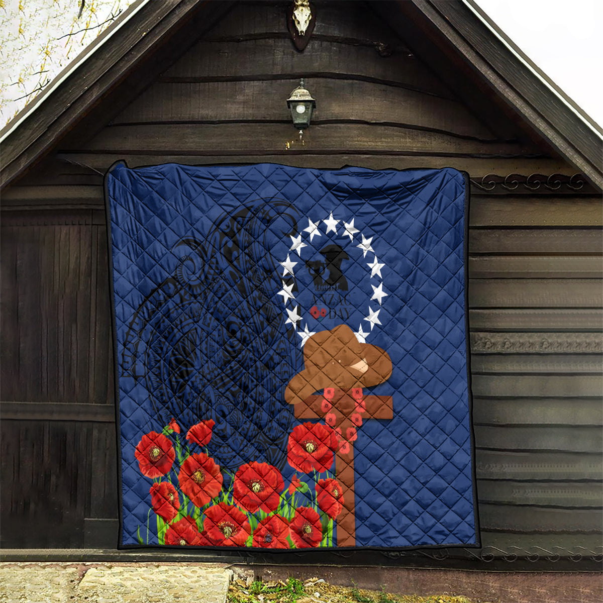 Cook Islands ANZAC Day Quilt Soldier Paying Respect We Shall Remember Them LT03 - Polynesian Pride