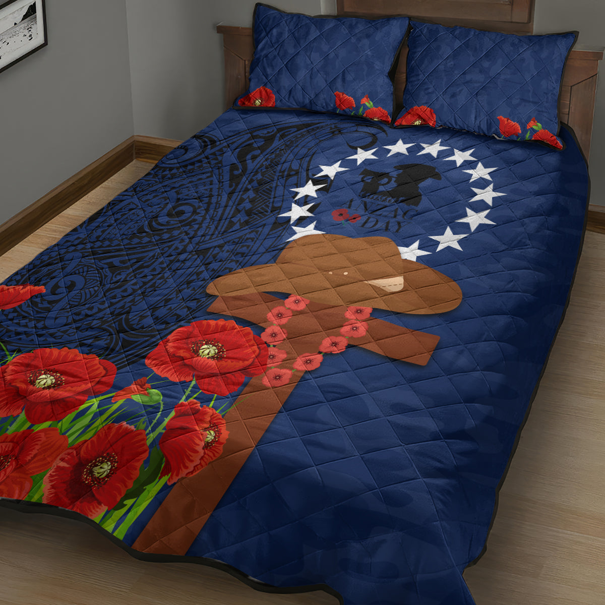 Cook Islands ANZAC Day Quilt Bed Set Soldier Paying Respect We Shall Remember Them LT03 - Polynesian Pride
