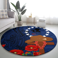 Cook Islands ANZAC Day Round Carpet Soldier Paying Respect We Shall Remember Them LT03 - Polynesian Pride