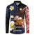 American Samoa Flag Day Button Sweatshirt Polynesian Tatau Art and Plumeria