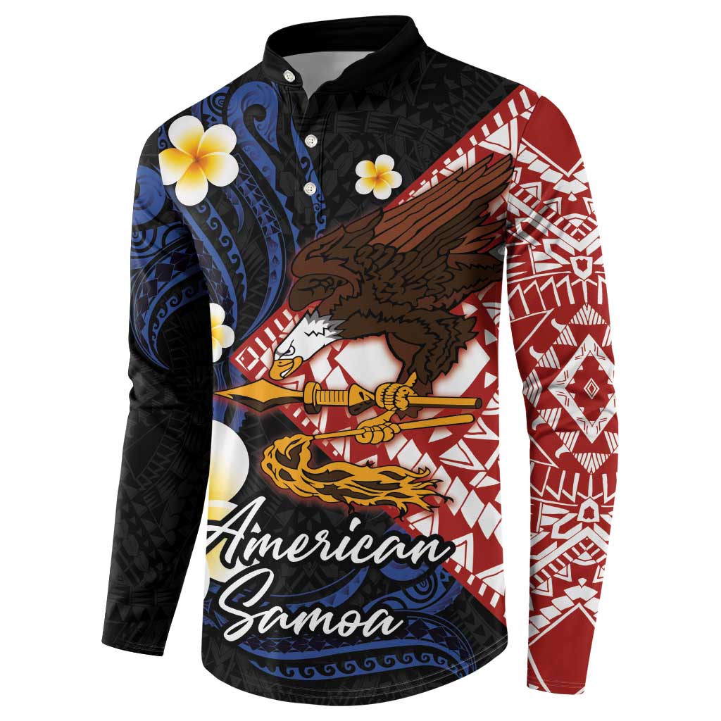 American Samoa Flag Day Button Sweatshirt Polynesian Tatau Art and Plumeria