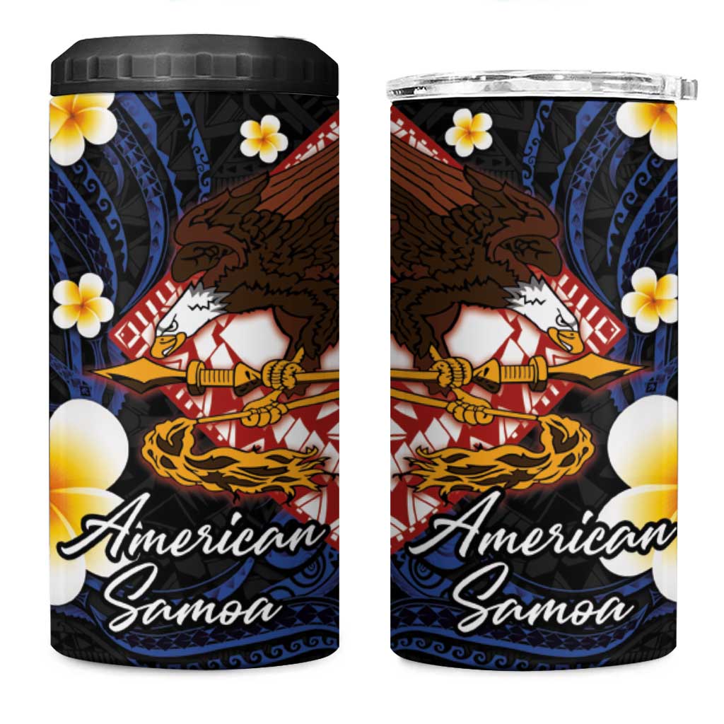 American Samoa Flag Day 4 in 1 Can Cooler Tumbler Polynesian Tatau Art and Plumeria LT03 One Size: 16 oz Black - Polynesian Pride