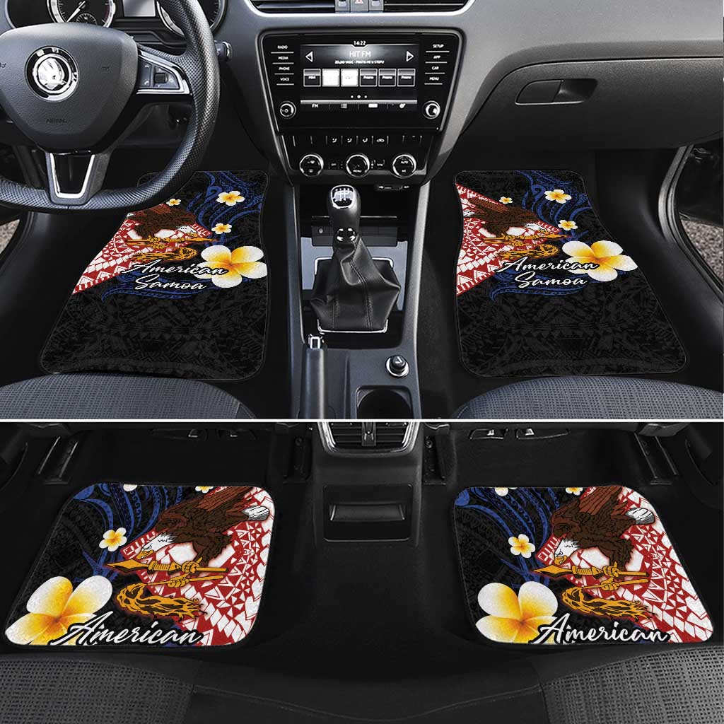 American Samoa Flag Day Car Mats Polynesian Tatau Art and Plumeria LT03 Set 4pcs Black - Polynesian Pride