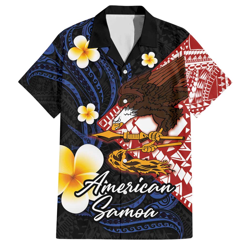 American Samoa Flag Day Hawaiian Shirt Polynesian Tatau Art and Plumeria LT03 Black - Polynesian Pride