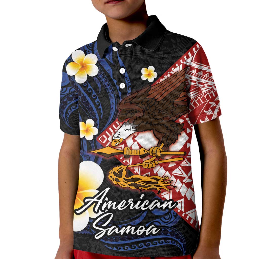 American Samoa Flag Day Kid Polo Shirt Polynesian Tatau Art and Plumeria LT03 Kid Black - Polynesian Pride