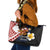 American Samoa Flag Day Leather Tote Bag Polynesian Tatau Art and Plumeria