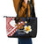 American Samoa Flag Day Leather Tote Bag Polynesian Tatau Art and Plumeria