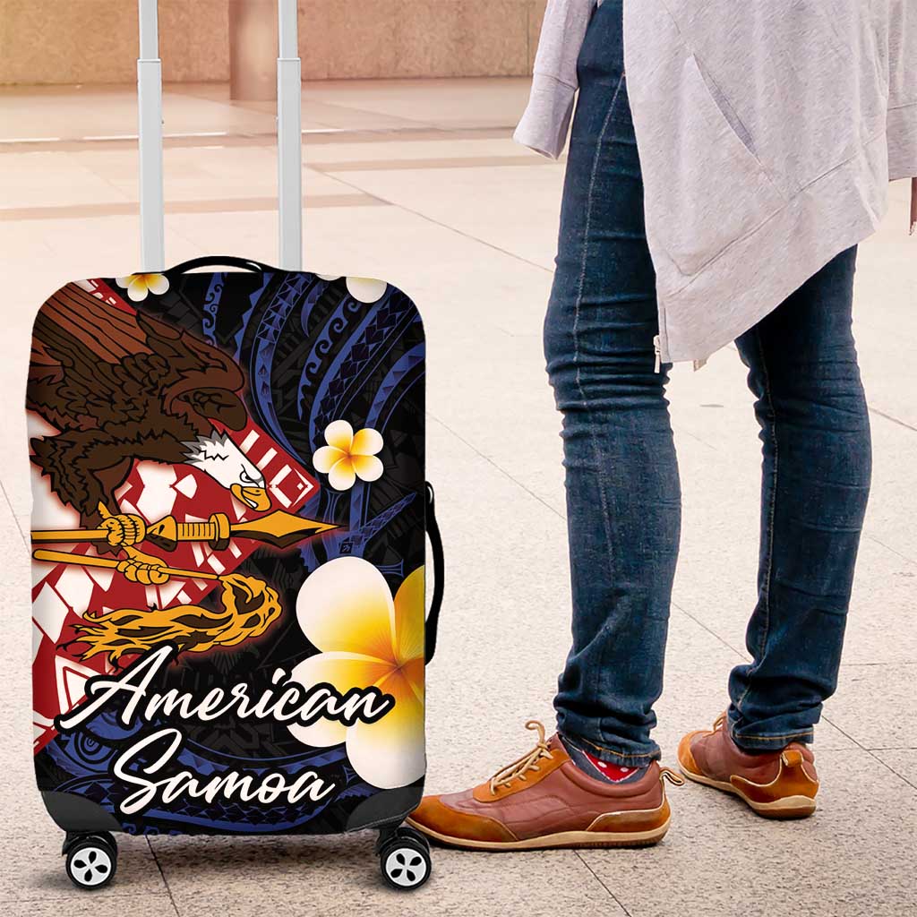 American Samoa Flag Day Luggage Cover Polynesian Tatau Art and Plumeria LT03 Black - Polynesian Pride