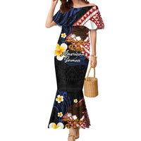 American Samoa Flag Day Mermaid Dress Polynesian Tatau Art and Plumeria