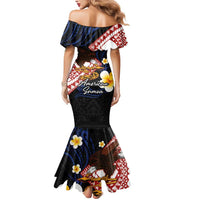 American Samoa Flag Day Mermaid Dress Polynesian Tatau Art and Plumeria