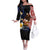 American Samoa Flag Day Off The Shoulder Long Sleeve Dress Polynesian Tatau Art and Plumeria