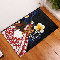 American Samoa Flag Day Rubber Doormat Polynesian Tatau Art and Plumeria