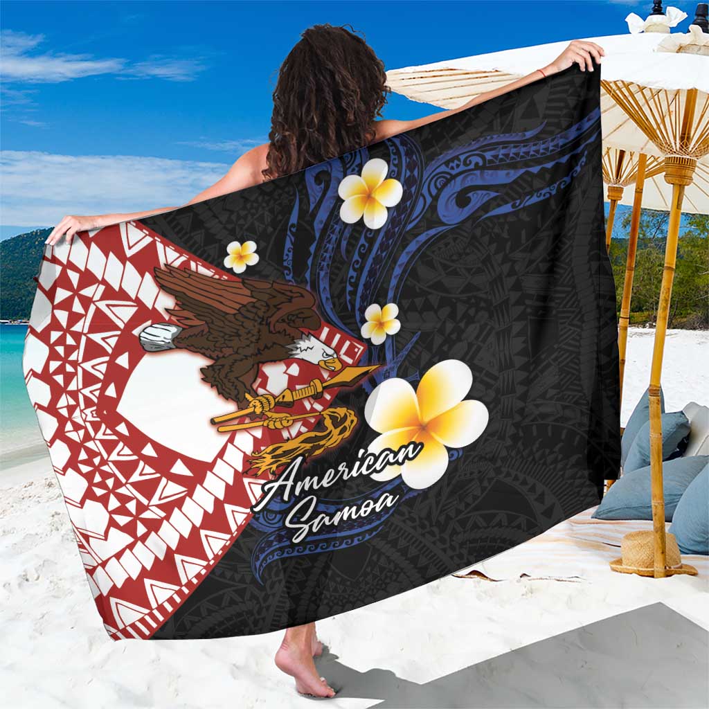 American Samoa Flag Day Sarong Polynesian Tatau Art and Plumeria LT03 One Size 44 x 66 inches Black - Polynesian Pride