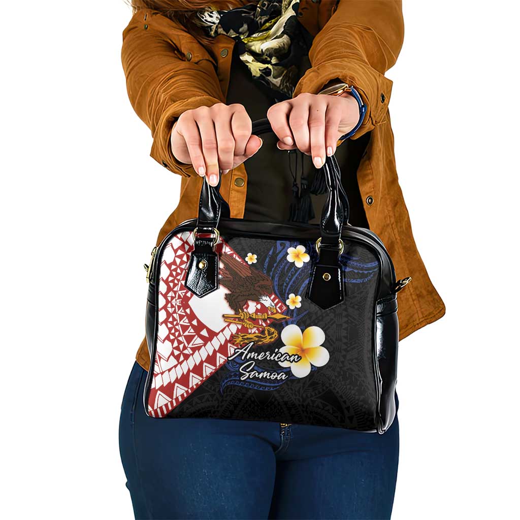 American Samoa Flag Day Shoulder Handbag Polynesian Tatau Art and Plumeria LT03 One Size Black - Polynesian Pride