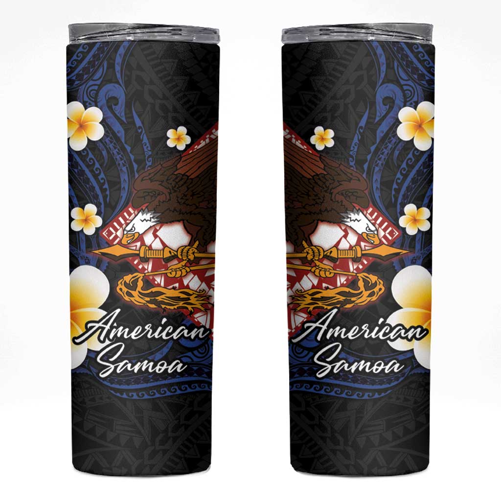 American Samoa Flag Day Skinny Tumbler Polynesian Tatau Art and Plumeria