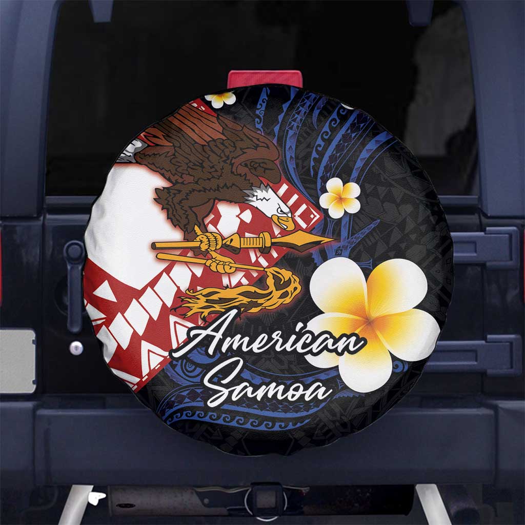 American Samoa Flag Day Spare Tire Cover Polynesian Tatau Art and Plumeria LT03 No hole Black - Polynesian Pride