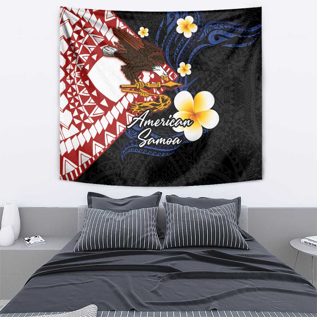 American Samoa Flag Day Tapestry Polynesian Tatau Art and Plumeria