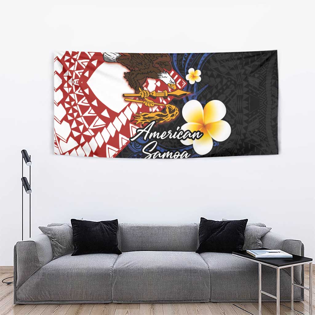 American Samoa Flag Day Tapestry Polynesian Tatau Art and Plumeria