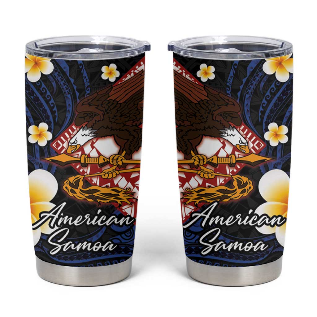 American Samoa Flag Day Tumbler Cup Polynesian Tatau Art and Plumeria