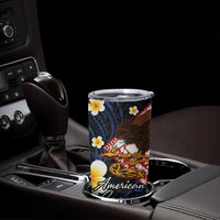 American Samoa Flag Day Tumbler Cup Polynesian Tatau Art and Plumeria