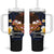 American Samoa Flag Day Tumbler With Handle Polynesian Tatau Art and Plumeria
