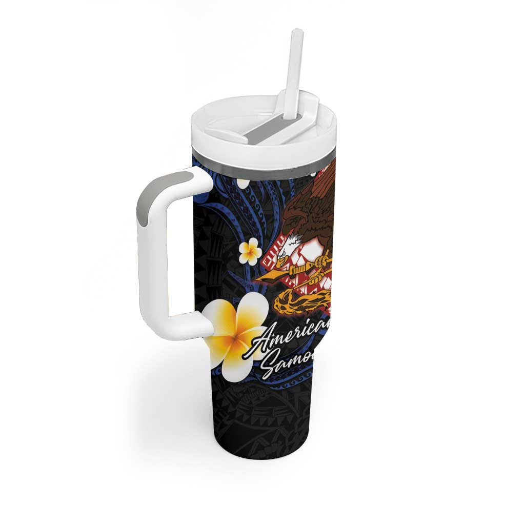 American Samoa Flag Day Tumbler With Handle Polynesian Tatau Art and Plumeria LT03 - Polynesian Pride
