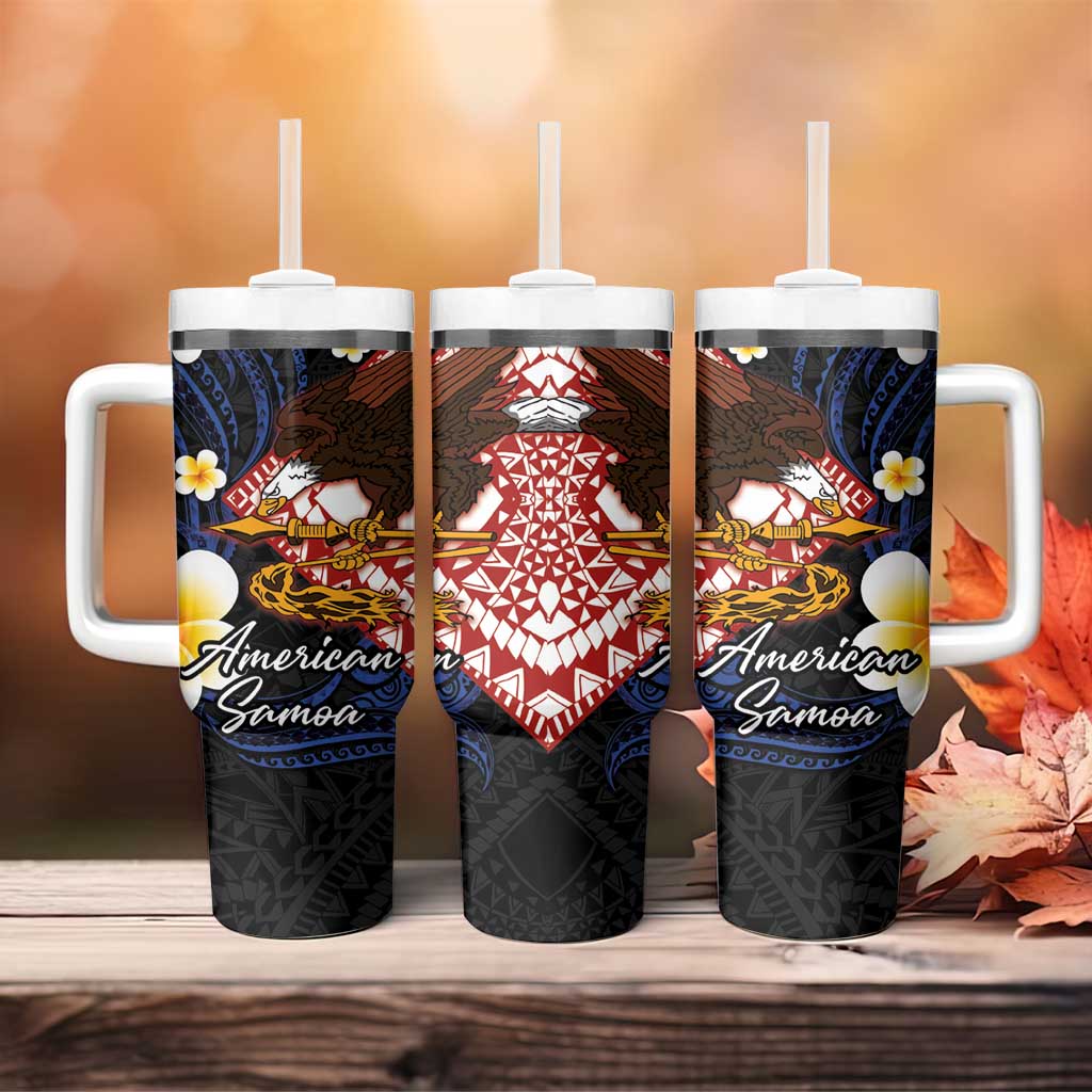 American Samoa Flag Day Tumbler With Handle Polynesian Tatau Art and Plumeria LT03 - Polynesian Pride