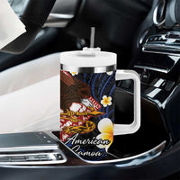 American Samoa Flag Day Tumbler With Handle Polynesian Tatau Art and Plumeria LT03 - Polynesian Pride