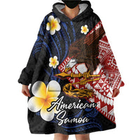 American Samoa Flag Day Wearable Blanket Hoodie Polynesian Tatau Art and Plumeria