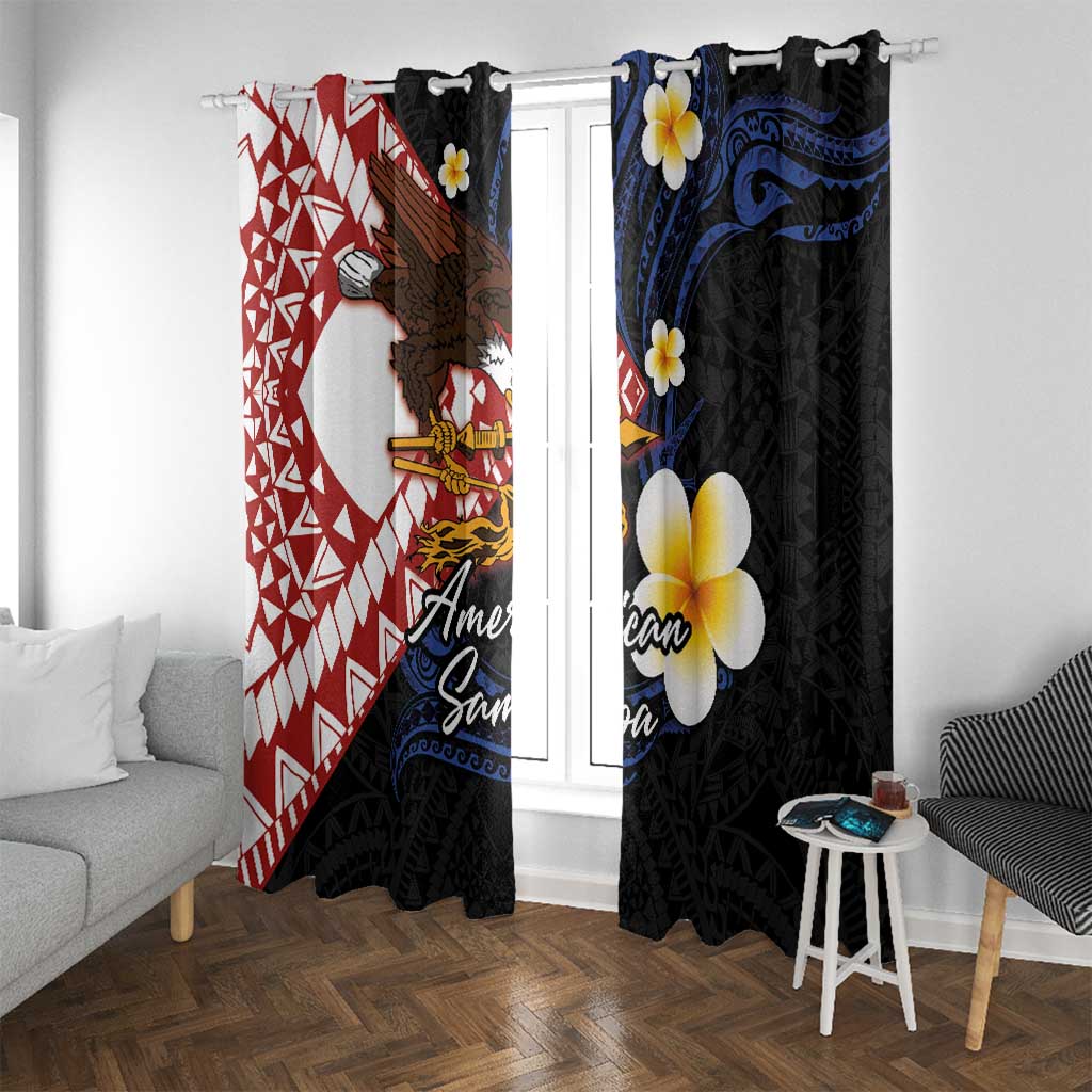 American Samoa Flag Day Window Curtain Polynesian Tatau Art and Plumeria