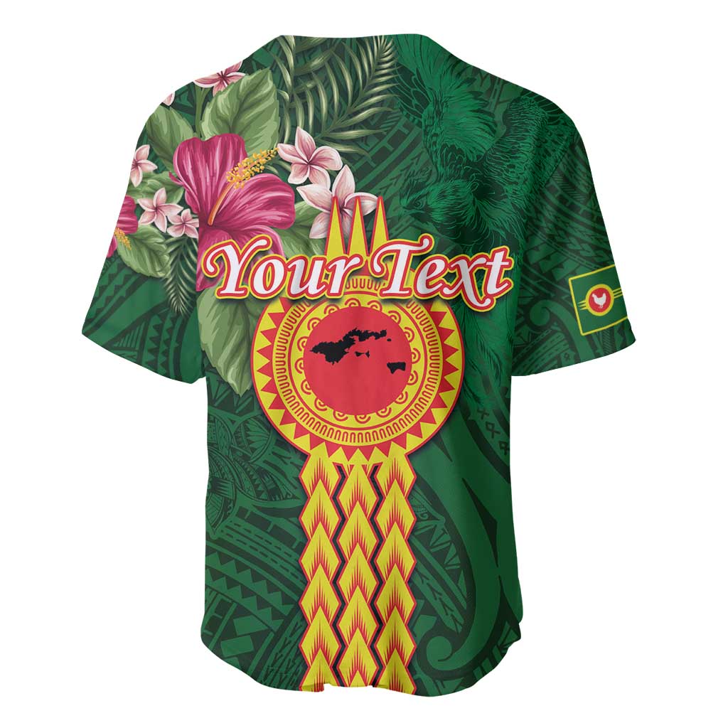 Manuʻa Islands Baseball Jersey Polynesian Style with Rooster Tattoo and Tropical Plants