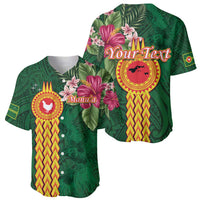 Manuʻa Islands Baseball Jersey Polynesian Style with Rooster Tattoo and Tropical Plants