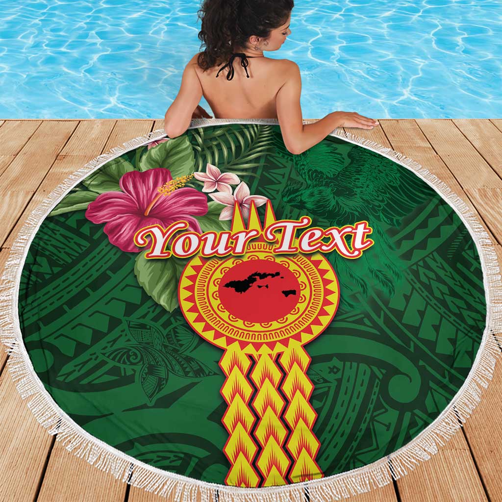 Manuʻa Islands Beach Blanket Polynesian Style with Rooster Tattoo and Tropical Plants